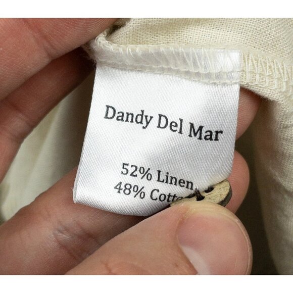 Dandy Del Mar Brisa Shirt Men's Large Linen Floral Embroidered Guayabera Camp - Picture 7 of 13